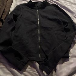 Elastic Black Zip Up Jacket 