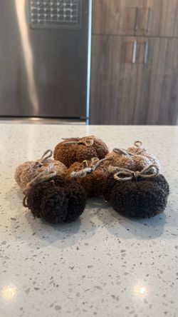 Set of 6 Fabric Pumpkin Decorations
