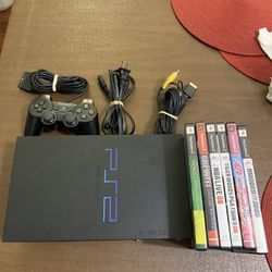 ps2 sony playstation 2 + 6  games  bundle