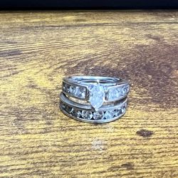 14k White Gold Diamond Engagement Ring Set Sz 7 #92929-1