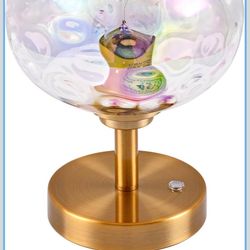 ouch Control Hammered Glass Table Lamp Brass Gold Portable Dimmable Brightness Small Nightstand Light 3-Way Stepless Dimming Bedside Bedroom Living Ro