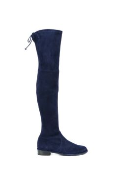 Dark blue suede over-the-knee boots, size 11