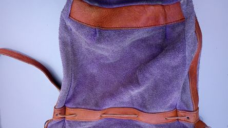 Purple Suede Bucket Bag w/ Leather Straps