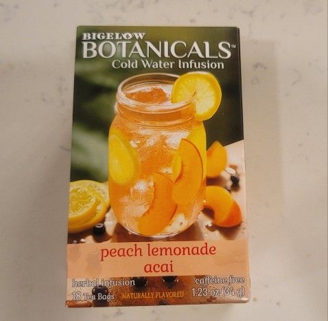 Unopened and Sealed Peach Acai Lemonade Tea Bags, 18 count