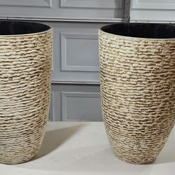 21 Beige Indoor/outdoor Planters Set Of 2 