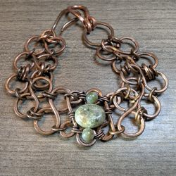 7" Copper Unakite Chain Bracelet