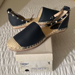 Navy Flat Espadrille, Size 8.5
