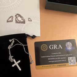 Brand New Moissanite Sterling Silver Cross Necklace