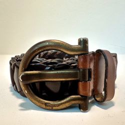 Ferragamo Gancio Brown Leather Belt Men’s Authentic CA-67 8711