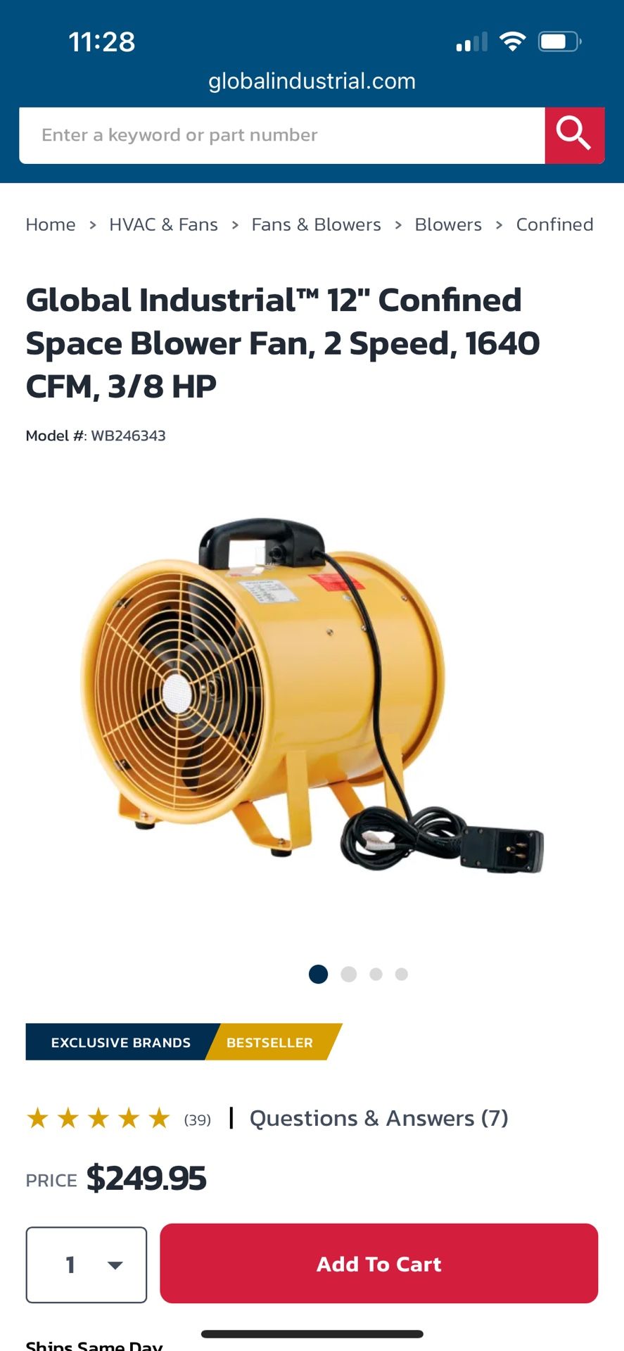 Industrial 12” Blower Fan New in Box