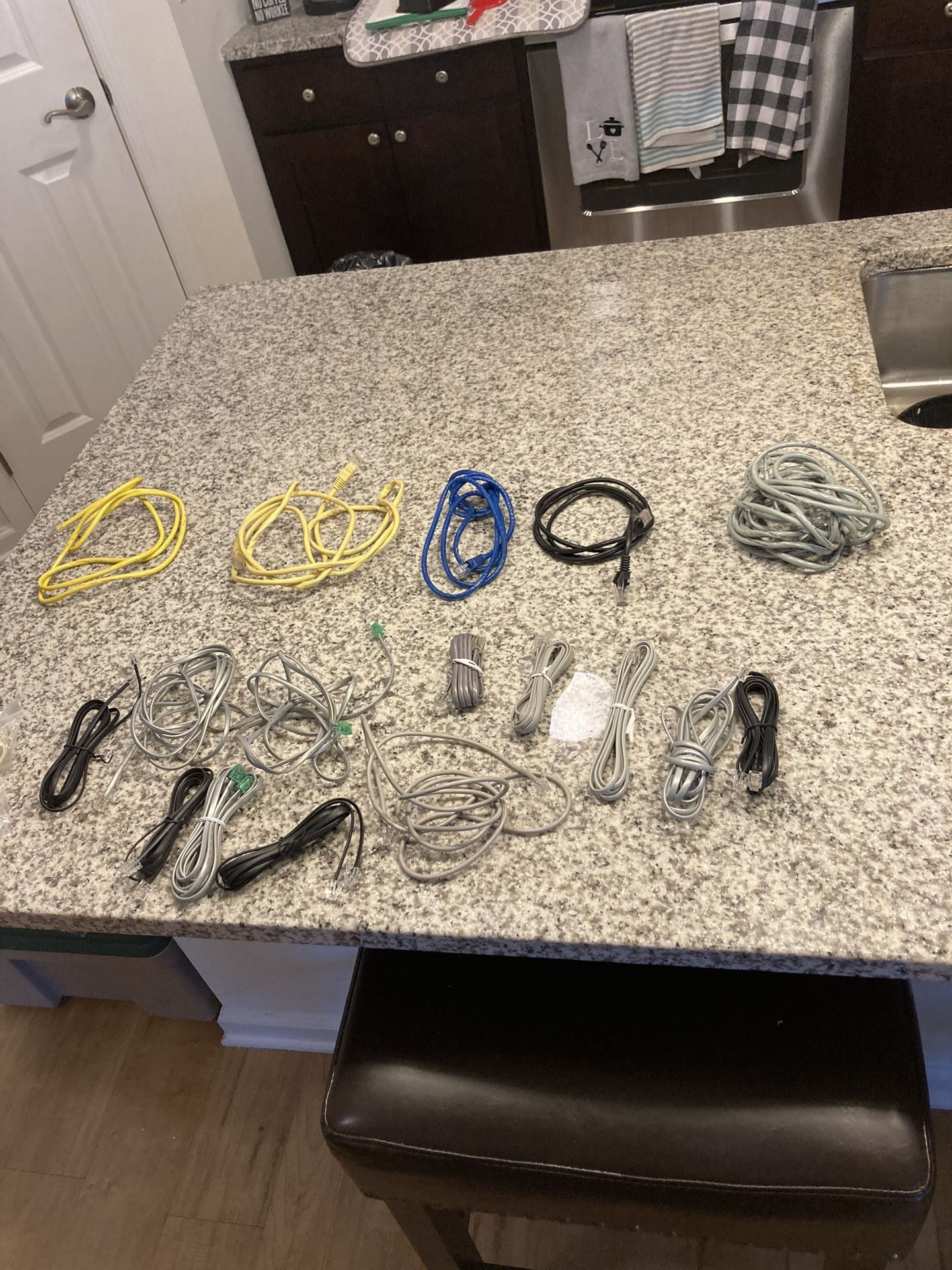 Ethernet/ phone Cables lot-20 cords