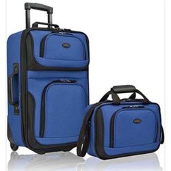 New- 2PC  U.S. Traveler Rio Lightweight Carry-On Suitcase 20" Softside Expandable Design, Durable, Business and Travel, 