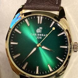 Men's Quartz Watch Gold Tone Green Dial 