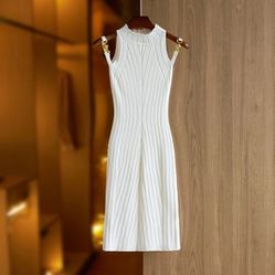Sleevles White Summer Dress