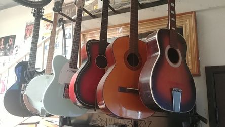 Guitars, banjos, amplifiers, drum sets complete, chords mixer boards, for sale