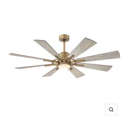New Parrot Uncle 60” 8-Blade Ceiling Fan with LED Light, Remote & Reversible Wood Blades