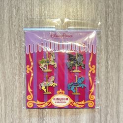 New Disney 4 Pins Booster Set Carousel Kingdom Horses Maleficent  Disneyland