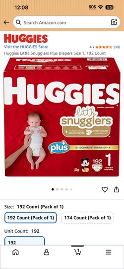 Huggies Little Snugglers Plus Diapers Size 1, 192 Count
