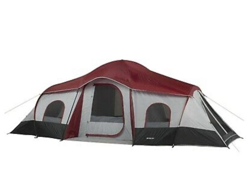 10-Person 3-Room Cabin Tent with 2 Side Entrances