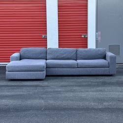 Free Delivery- Sectional Sofa Couch MCM Tweed Mid-Century by West Elm -Retail $3.5k