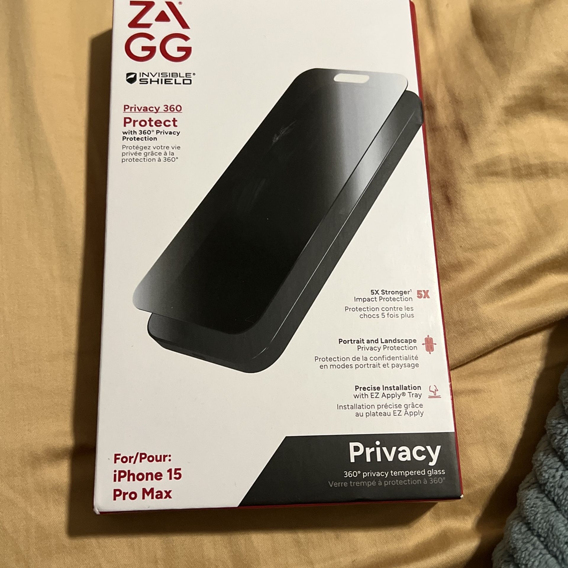 15 Pro Max -Zagg Privacy 360 Screen Protector/Lifetime Warranty