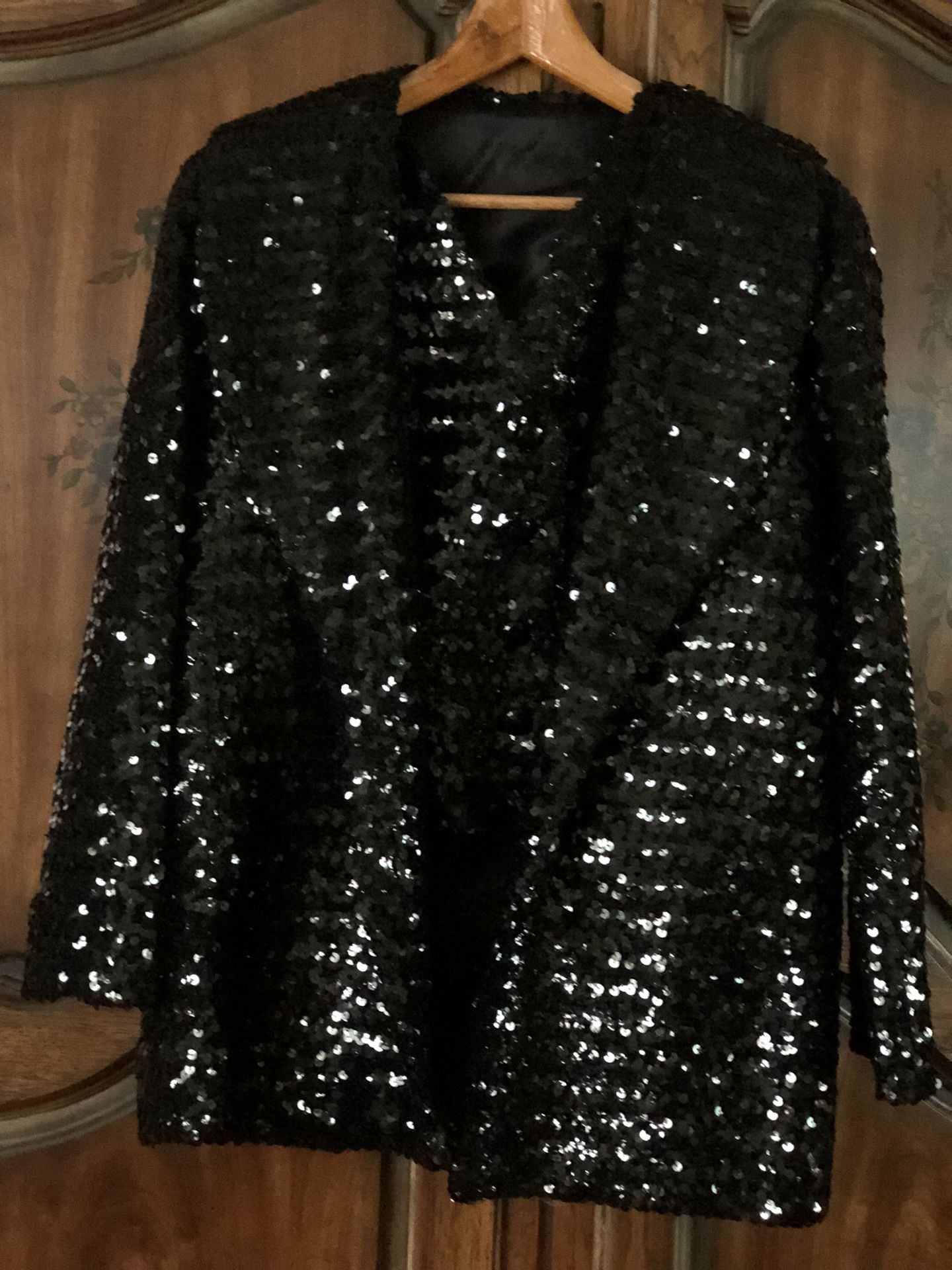 Black Sequin jacket lined medium to small