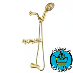 3 Handles 10-Spray Pattern Tub and Shower Faucet Faucet Brushed Gold