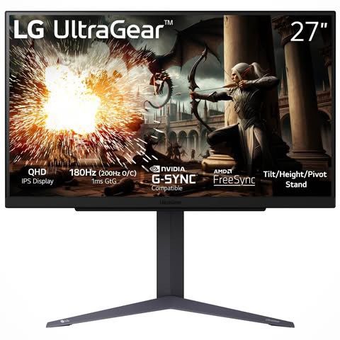 LG 27GS75Q-B 27-inch Ultragear QHD (2560x1440) Gaming Monitor, 180Hz (O/C 200Hz), 1ms, IPS, NVIDIA G