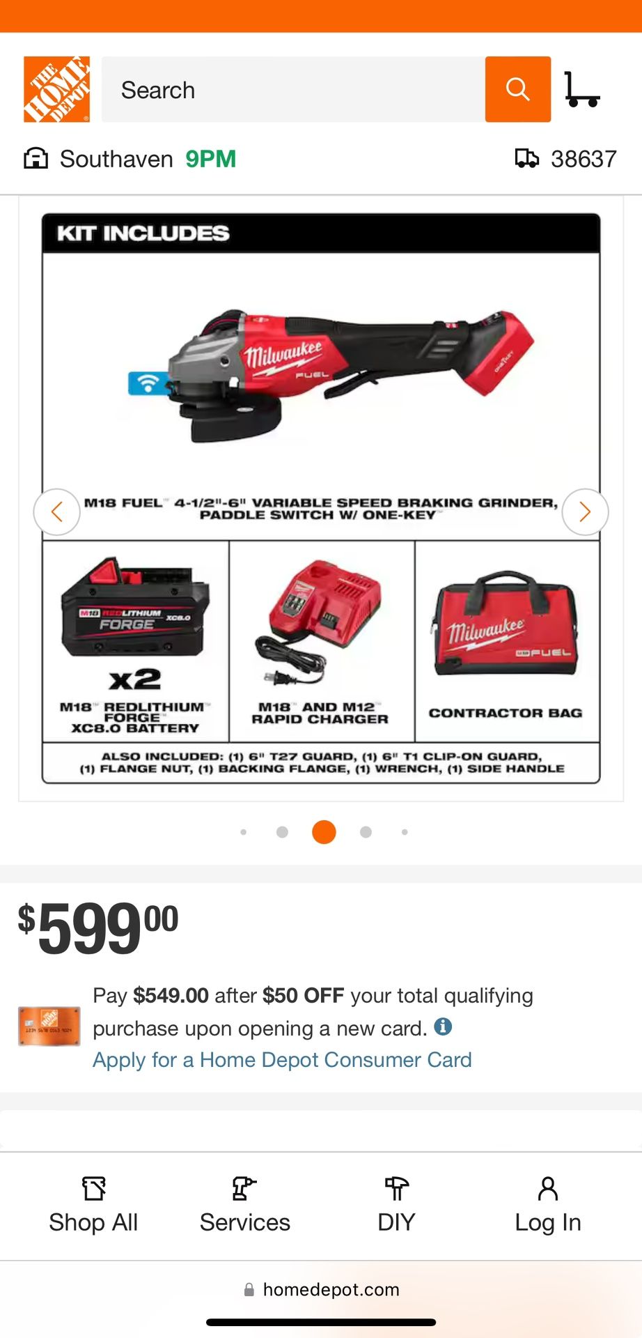 Milwaukee Tool M18 Grinder kit w/ (2) 8.0 Forge Batteries