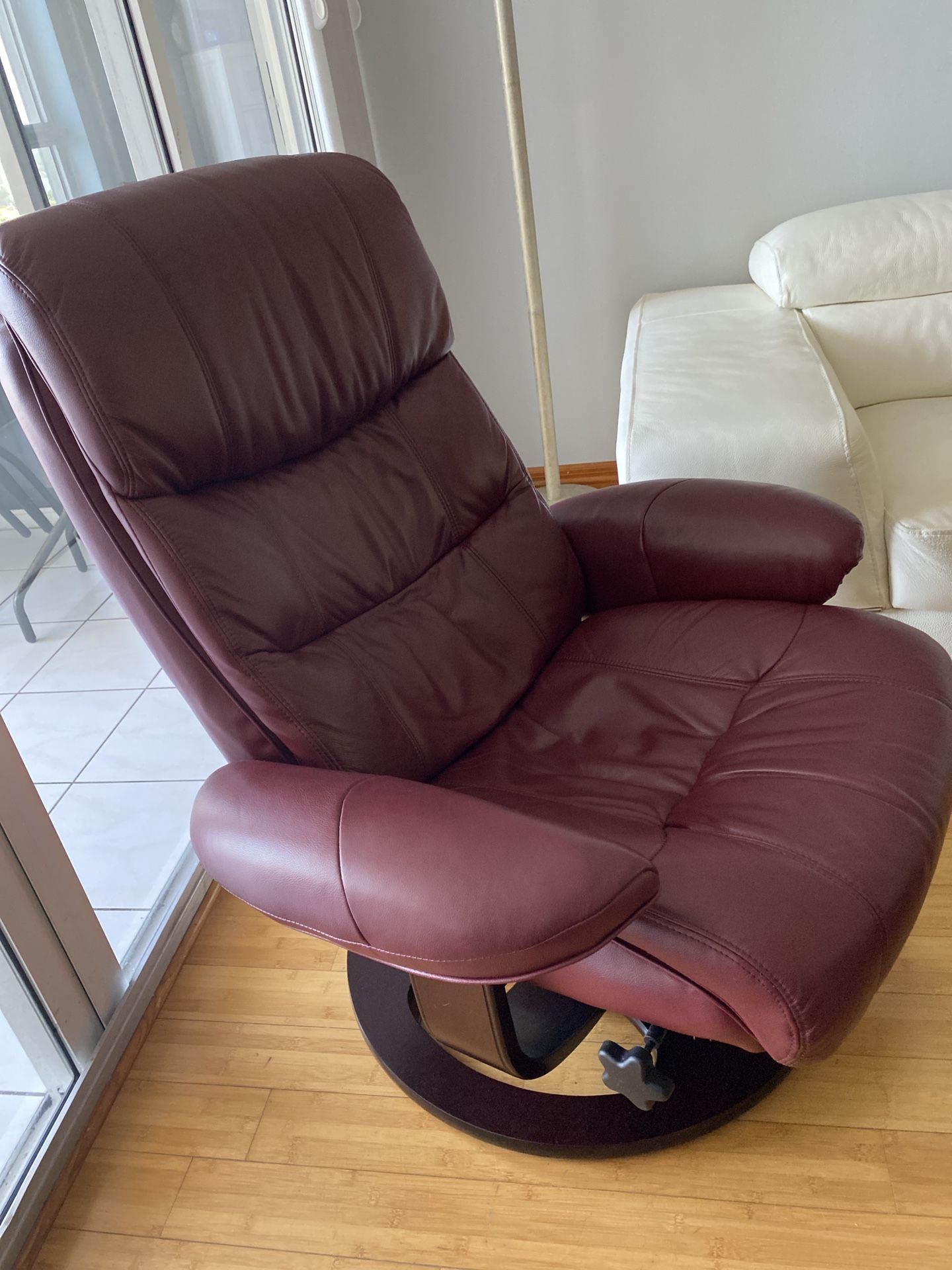 Swivel Leather Recliner And Foot Rest