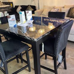 Comedor De 5 Pcs Imitación Mármol $549