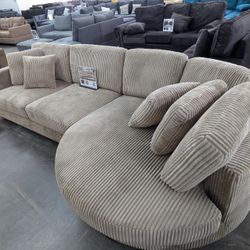 New 125’ Corduroy Camel Sectional Couch / Free Delivery 