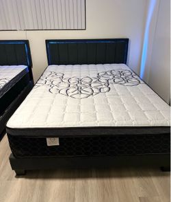 New queen bed frame with mattress