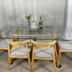 MCM Glass Dining Table & 6 Chairs 