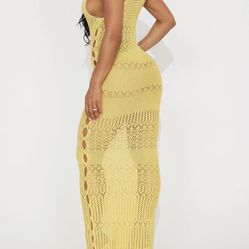 Yellow Knit Cover Up Dress 