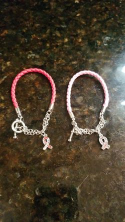 Breast cancer & red, white, blue ribbon bracelets