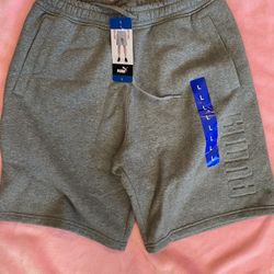 Brand new With Tags Mens Puma Embossed Fleece Shorts Gray Size Large