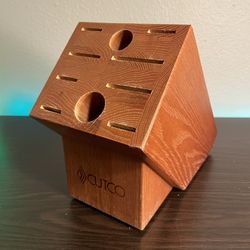 CUTCO #1741 Honey Oak Solid Wood 10 Slot Homemaker Knife Block Made In USA