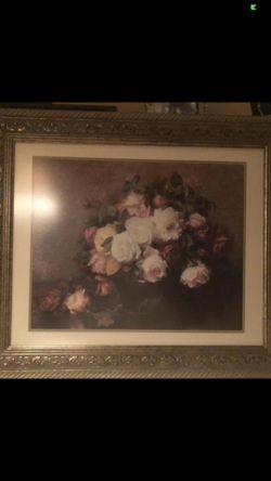 Gorgeous large floral print with Lovely Gold  frame