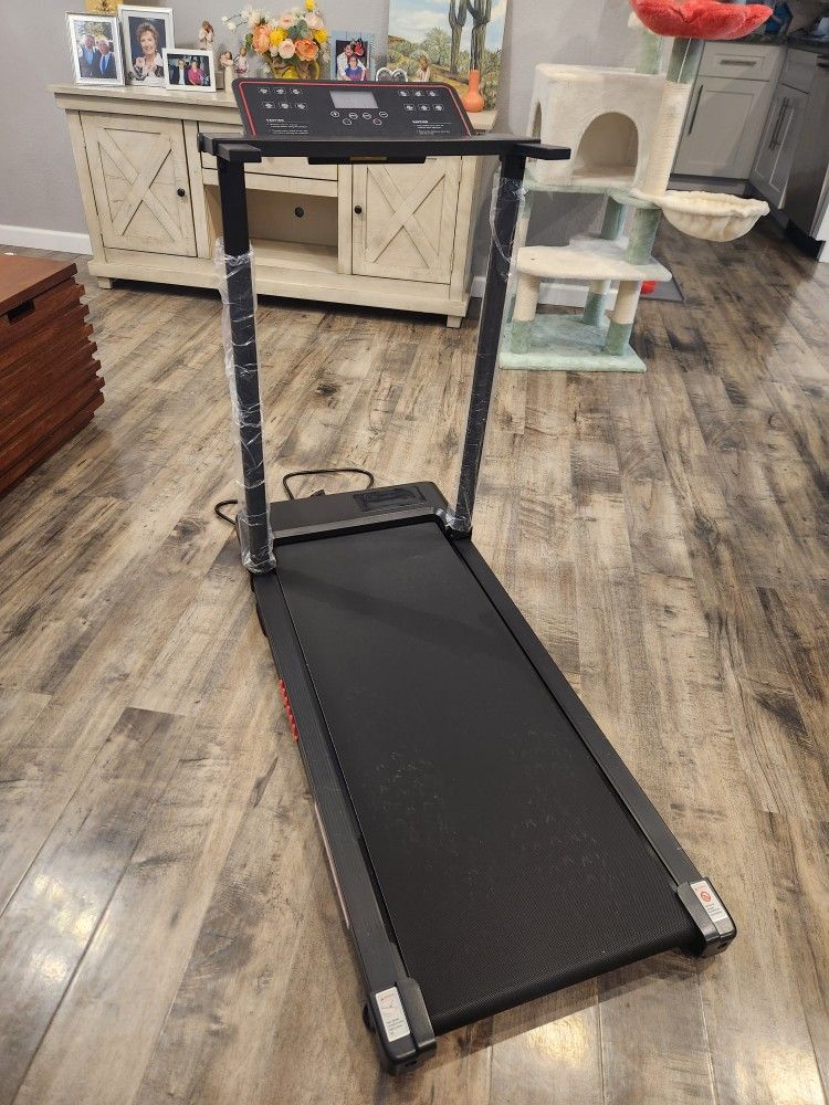 3.0HP Compact Treadmill w/ Handle & Removable Desk – LED Display, 320 lbs Capacity