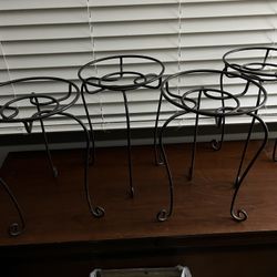 Plant Stands (4) - Heavy Duty Black Metal, Like New