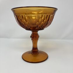 Vintage Indiana Glass Honeycomb and Panels Amber Compote.