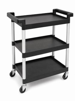 Heavy-Duty 3-Tier Utility Service Cart with Wheels – Commercial Rolling Cart