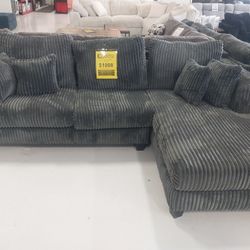 Fluffy GunMetal 2pc Sectional 