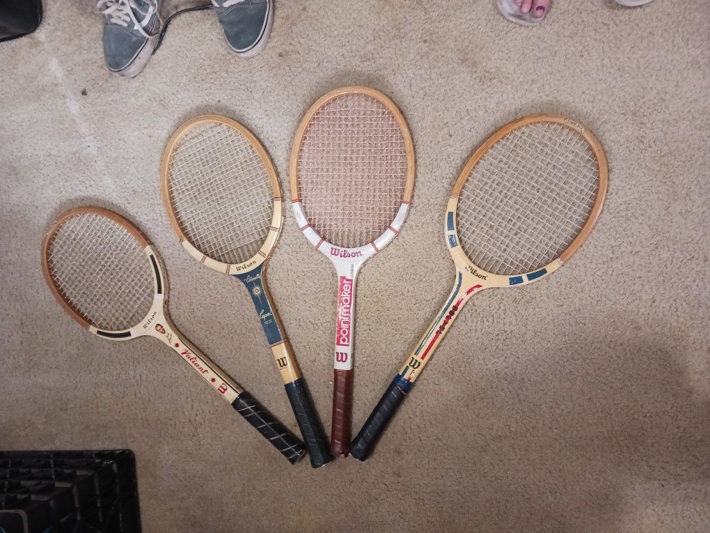 Beautiful Vintage Wilson Wooden Tennis Rackets