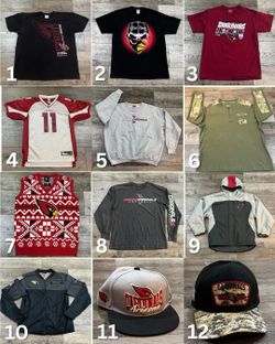 12 Items : Arizona Cardinals Jersey, Sweatshirt, Shirt, Hat! Some Vintage!