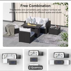 Outdoor Patio Conversation Set + Fire Pit – $300
