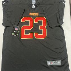 49ers McCaffrey Black -Red with Gold  Med Large  XL/3X 