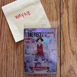 One Piece Monkey D. Luffy US Voyage College Basketball Promo Card Sealed