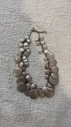 Joan Rivers Vintage-Vibe Silver Disc Statement Bib Necklace | Chunky Boho Collar